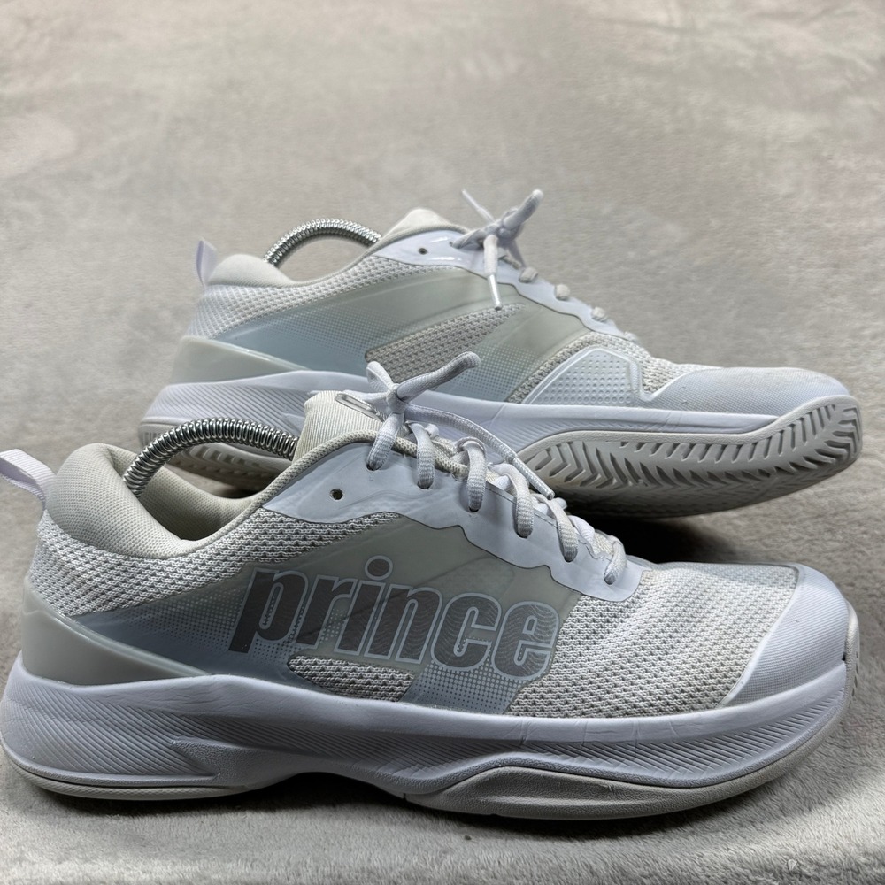 Prince Shoes Men's 10 Court 2.0 Tennis Pickleball White Grey Athletic Sneakers